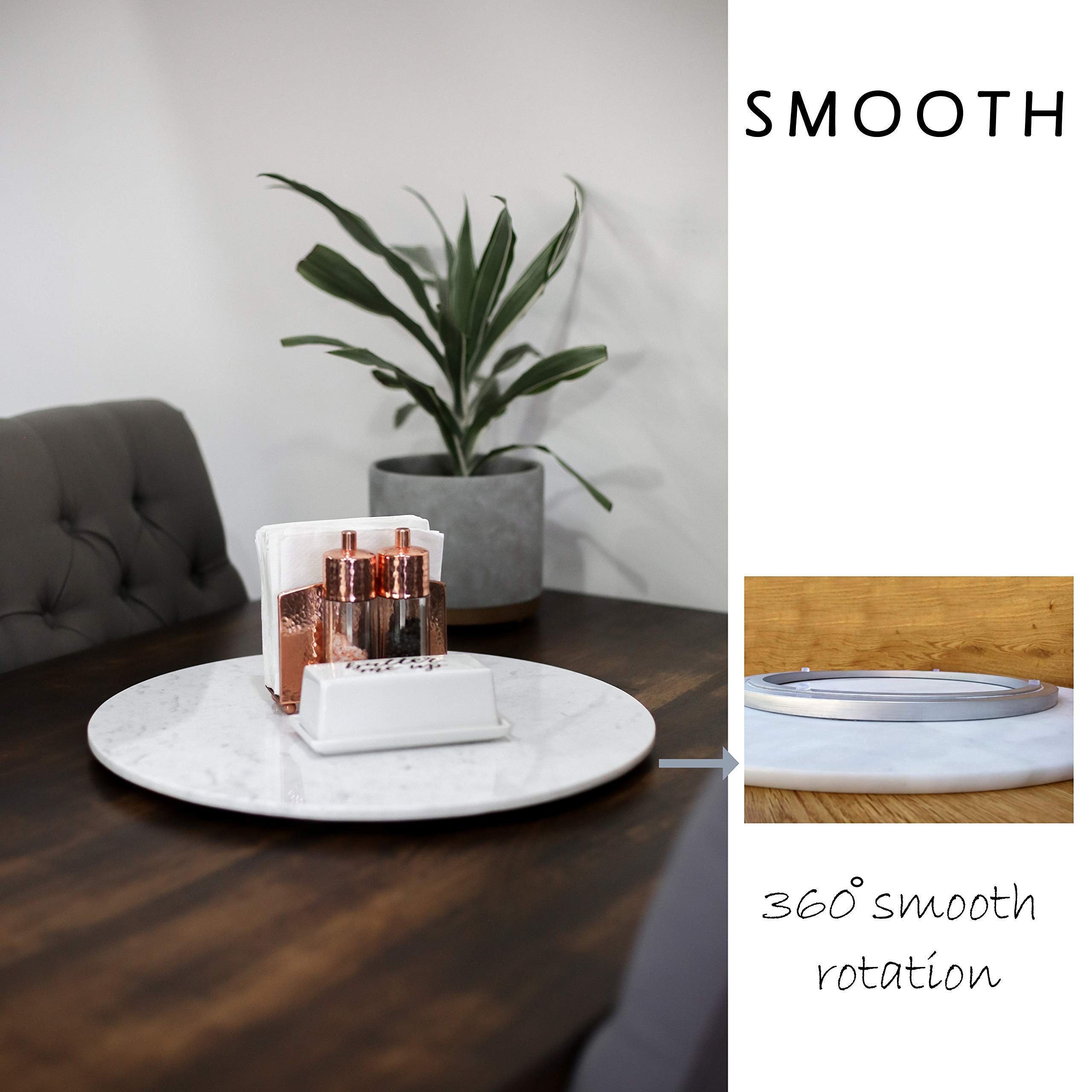Premium 20 Inch Marble Lazy Susan Turntable - Elegant Rotating Serving Tray for Dining Table, Kitchen Counter & Buffet | Perfect for Entertaining, Family Gatherings & Restaurant Use