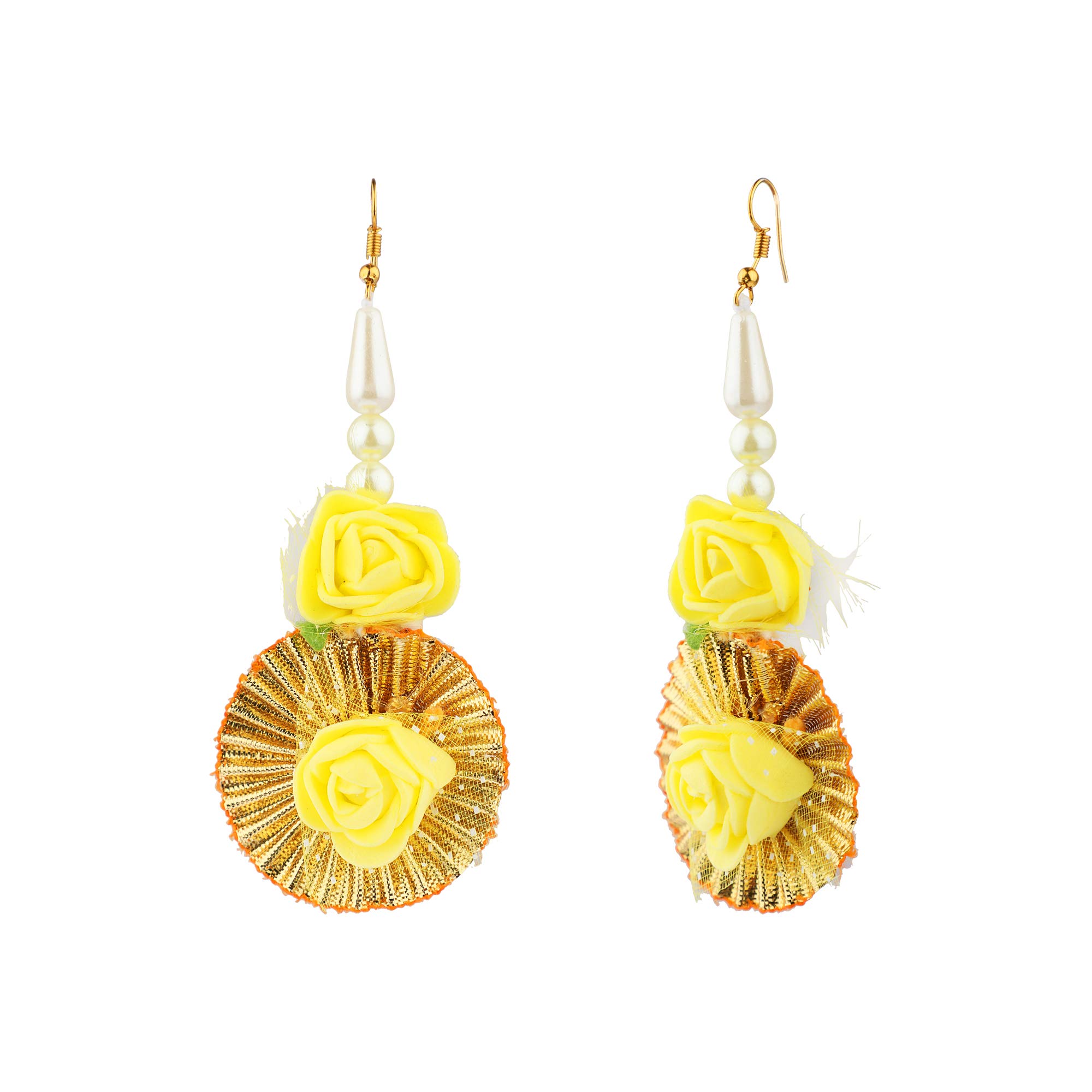 Efulgenz Indian Flower Jewelry Set for Haldi & Mehendi - Traditional Bridal Jewelry for Wedding Ceremonies, Festivals & Cultural Events