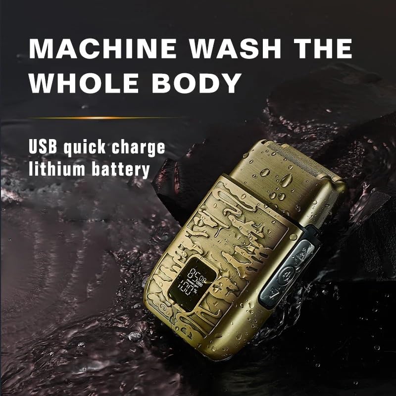 Premium Men's Electric Razor - All Metal Body with Digital Display, Waterproof for Full Body Washing, Professional Hair Clipper for Home & Salon Use - Perfect for Daily Shaving, Beard Trimming, and Head Shaving