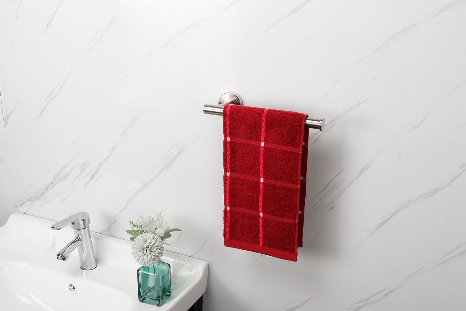 Premium TocTen 9-Inch Stainless Steel Towel Holder - Thickened SUS304 Brushed Nickel Wall Mounted Bathroom Towel Ring for Hand & Kitchen Towels - Durable & Rustproof for Home, Spa, or Gym Use