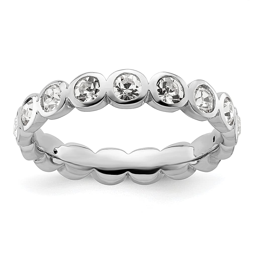 925 Sterling Silver April Birthstone Stackable Ring - White Topaz Crystal Gemstone Jewelry for Women | Elegant Gift for Her, Perfect for Birthdays, Anniversaries & Everyday Wear