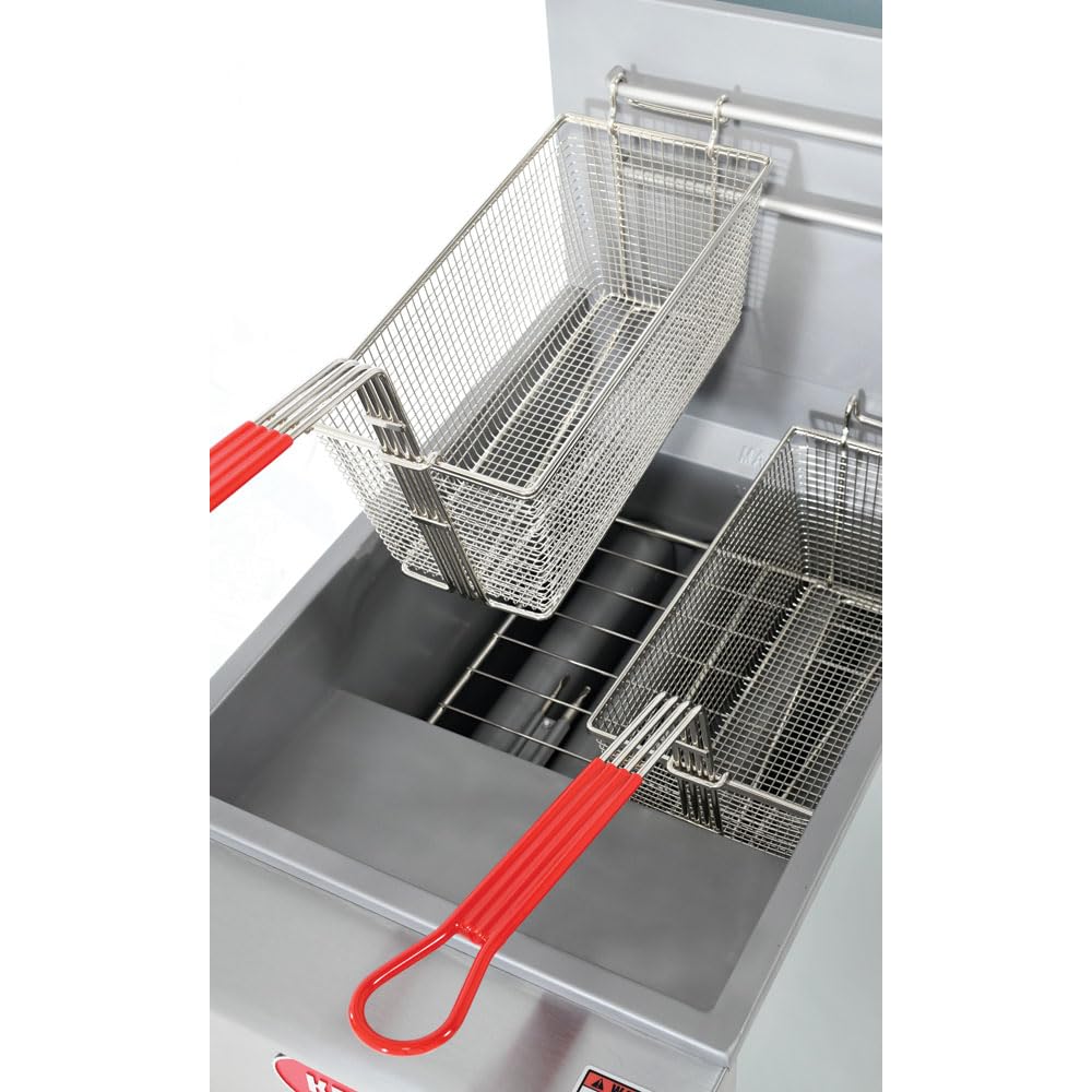 Kratos 50 lb. Commercial Gas Floor Fryer - Stainless Steel Deep Fryer for Restaurants with 4 Heating Tubes & 120,000 BTU - Liquid Propane (29Y-011-LP) - Perfect for Fast Food Chains, Diners & High-Volume Cooking