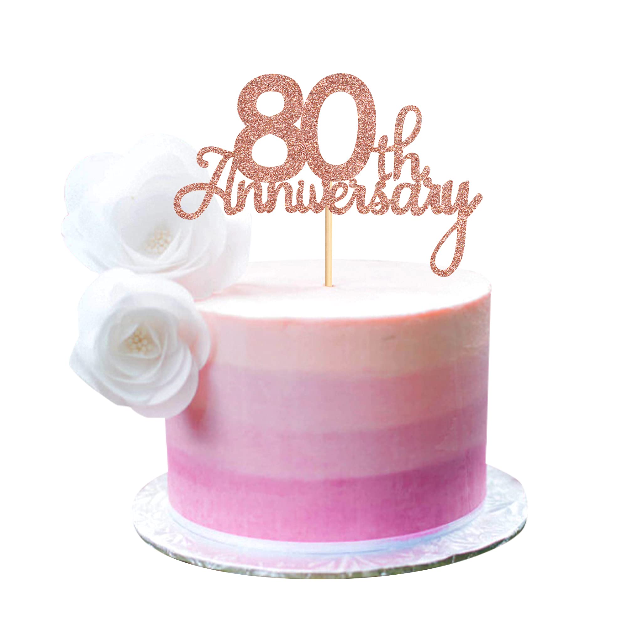 Ercadio 80th Birthday Cake Topper - Rose Gold Cheers to 80 Years Cake Decorations for Anniversary Party Supplies | Perfect for 80th Birthday Celebrations, Wedding Anniversaries & Milestone Parties