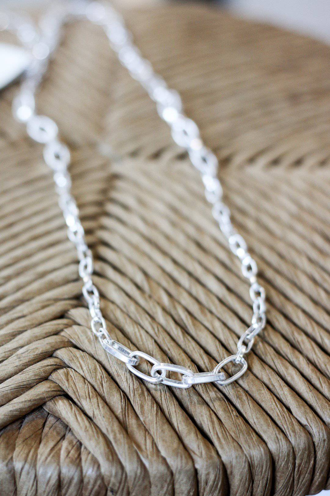 Matte Silver Long Chain Necklace for Women - Elegant Layering Necklace Jewelry Gift for Her - Perfect for Everyday Wear, Date Nights & Special Occasions