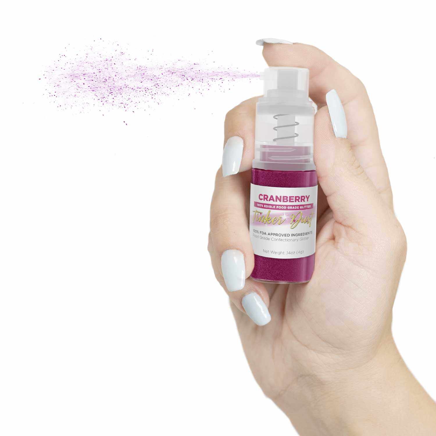 Cranberry Tinker Edible Glitter Spray 4g Pump | Tinker Dust® | Food-Safe Sparkle for Cakes, Cupcakes & Cocktails