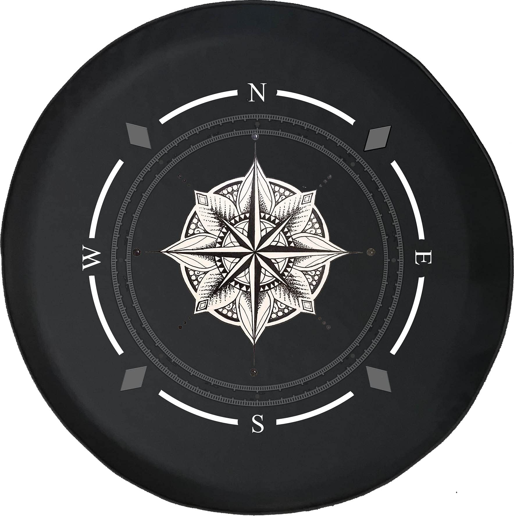 American Unlimited Spare Tire Cover with Compass Mandala Design - Universal Fit for SUVs, Trailers, RVs & Most Vehicles | Durable Wheel Protection for Off-Road Adventures & Camping Trips