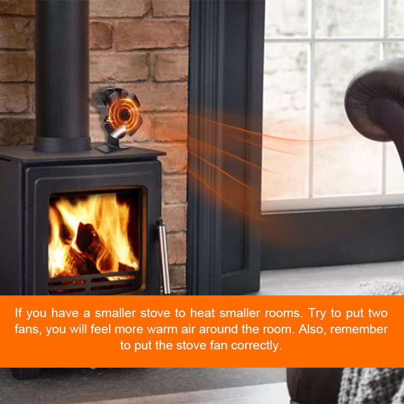 4 Blade Heat Powered Wood Stove Fan - VDSF614S - Silent Eco-Friendly Stove Fan for Efficient Heat Distribution in Cabins, Homes & RVs