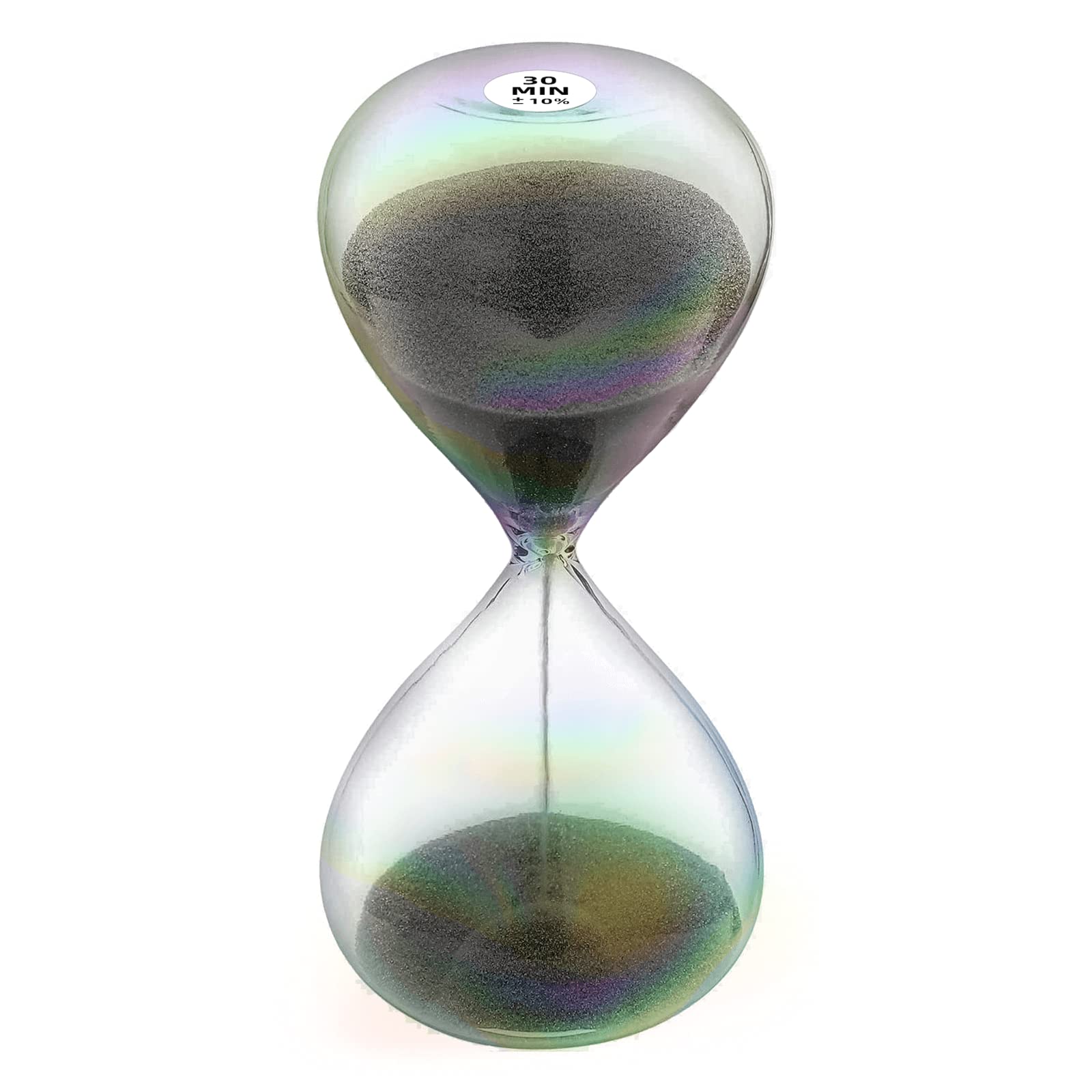 30 Minute Hourglass Sand Timer - 7 Colored Glass with Black Sand, Decorative Desk Clock for Home & Office | Perfect for Meditation, Time Management & Vintage Decor