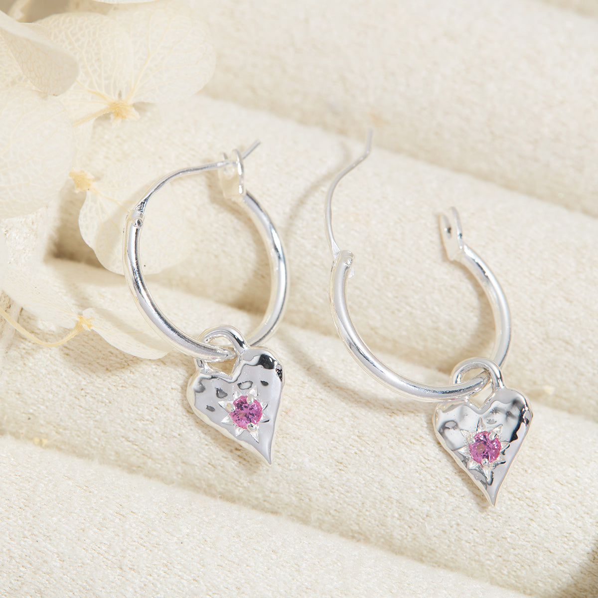 Pink Tourmaline Heart Hoop Earrings for Women - Elegant Valentine's Day Gift & Everyday Jewelry for Date Night, Wedding, or Special Occasions