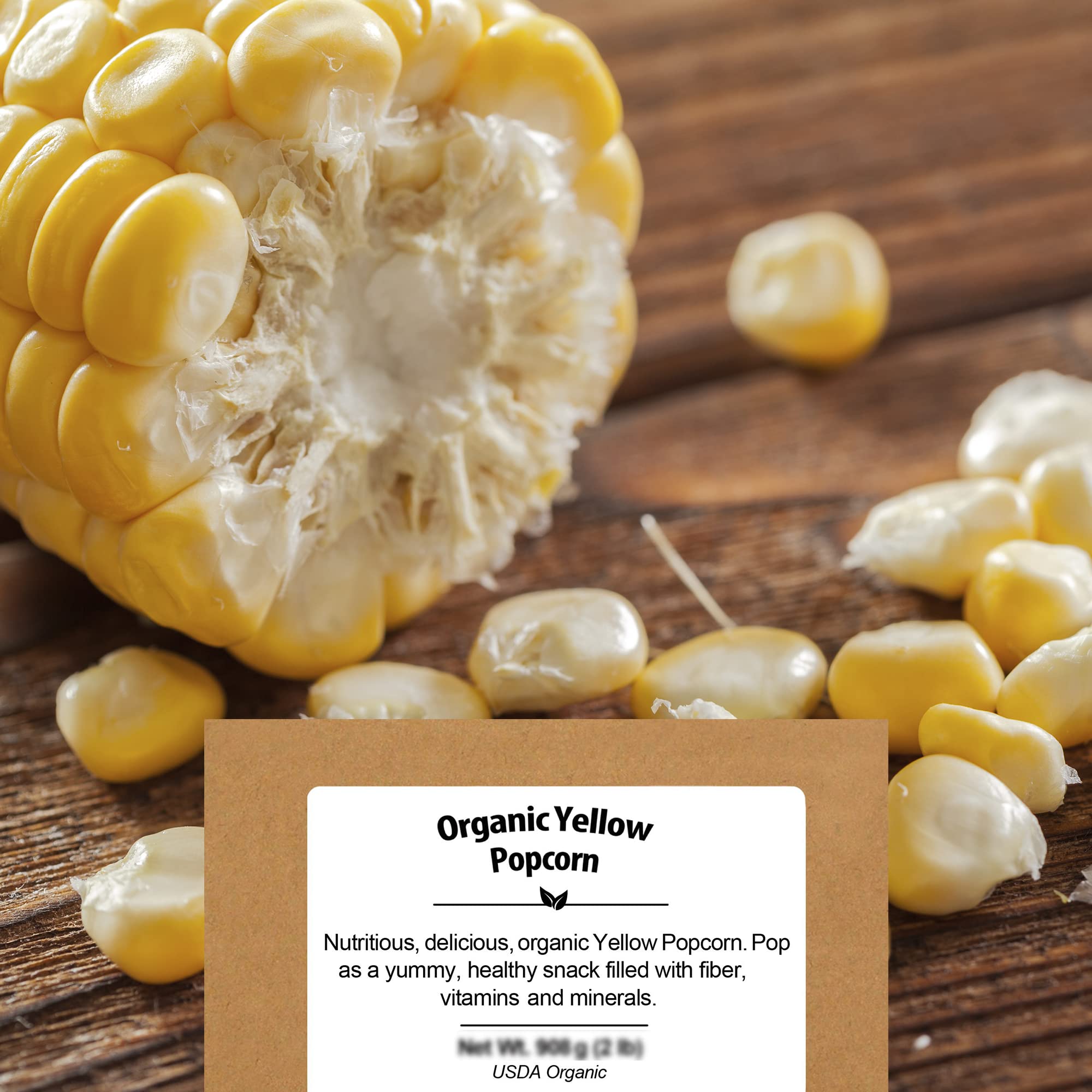 Organic Yellow Popcorn Kernels (2.8 lb) - Hulless, Non-GMO, USDA Certified, Vegan, USA Grown - Perfect for Movie Nights, Healthy Microwave Snacks & DIY Popcorn - Great for Family Gatherings, Movie Theaters & Home Popping Machines