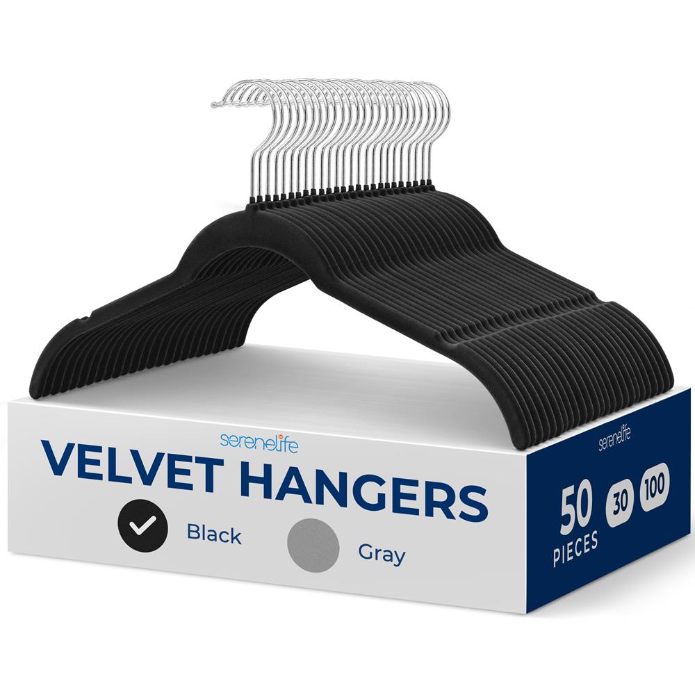 50 Piece Velvet Hangers - Non-Slip Clothes Hangers for Closet Organization, Space Saving, Delicate Garment Care - Perfect for Wardrobe, Laundry Room & Travel Packing
