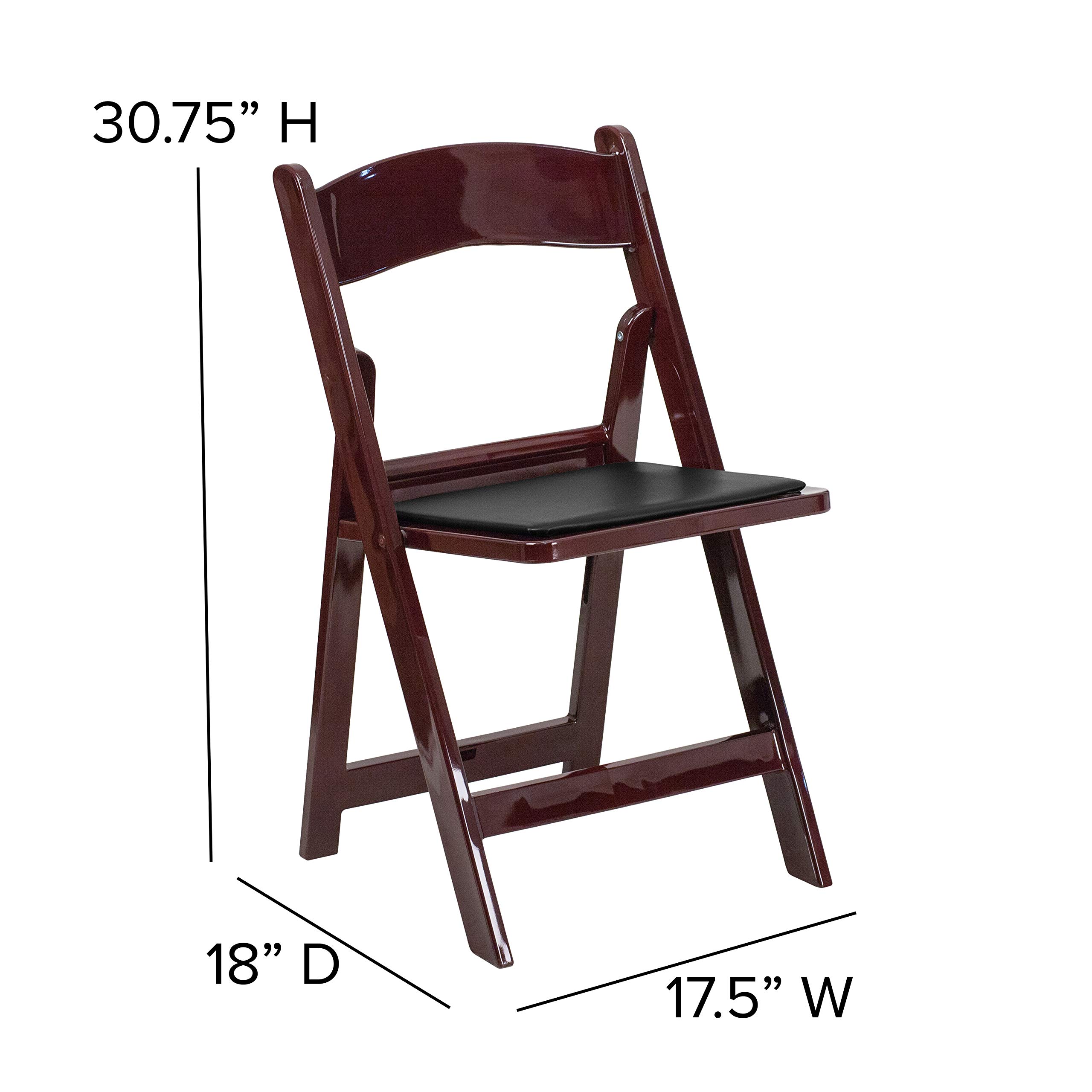 Red Mahogany Resin Folding Chairs - 2 Pack Heavy Duty 800LB Capacity, Lightweight & Comfortable Event Chairs for Weddings, Parties, Camping, and Outdoor Gatherings