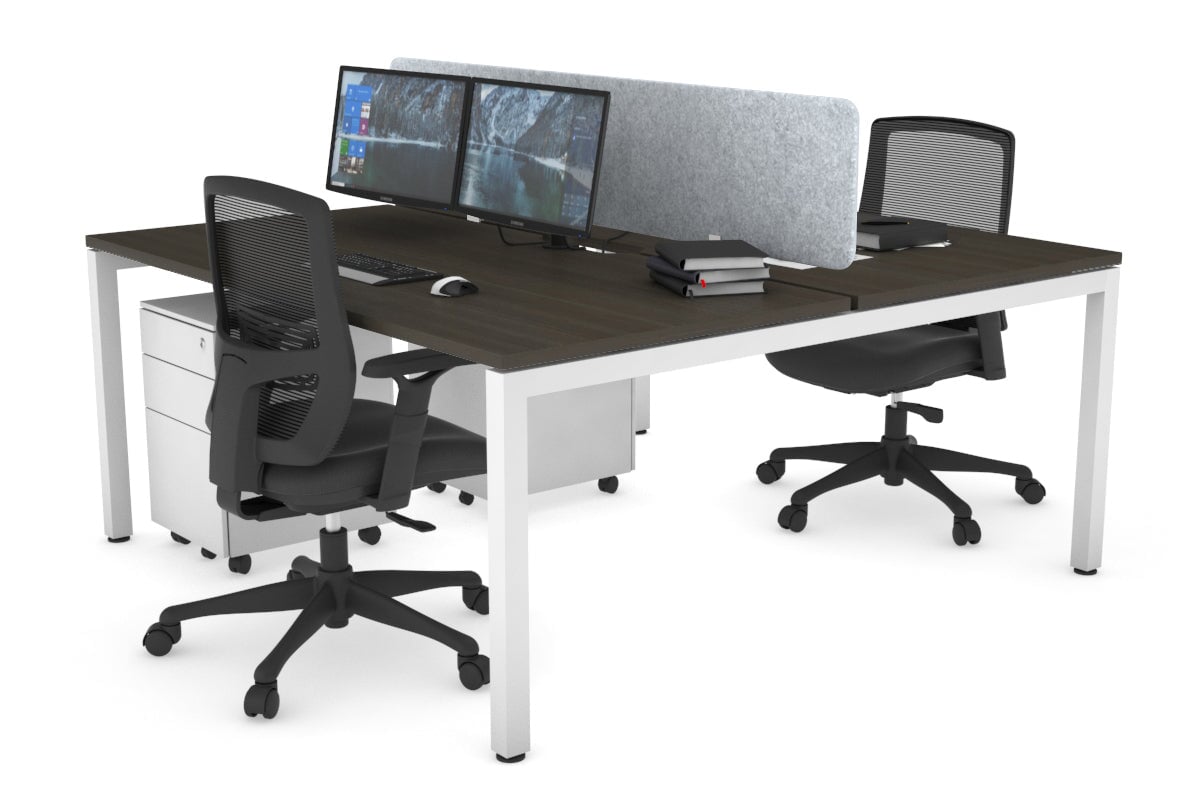 Quadro Square Legs 2 Person Office Workstation Desk - 1200L x 800W with Cable Management Scallop - Perfect for Shared Workspaces & Home Offices