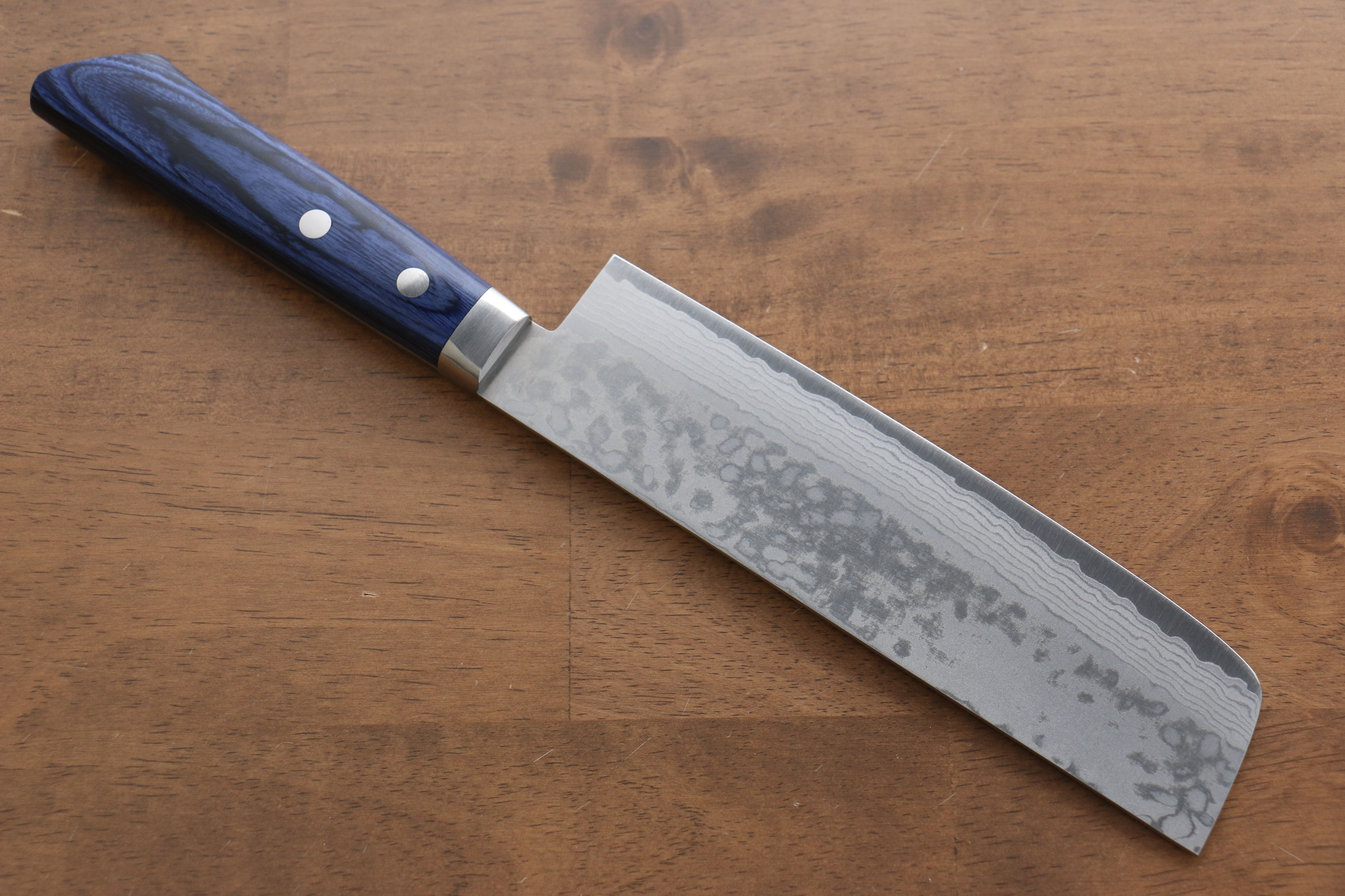 Premium Kunihira Sairyu VG10 Damascus Japanese Usuba Knife 165mm - Blue Pakkawood Handle - Professional Chef's Knife for Sushi, Vegetables & Precision Cutting
