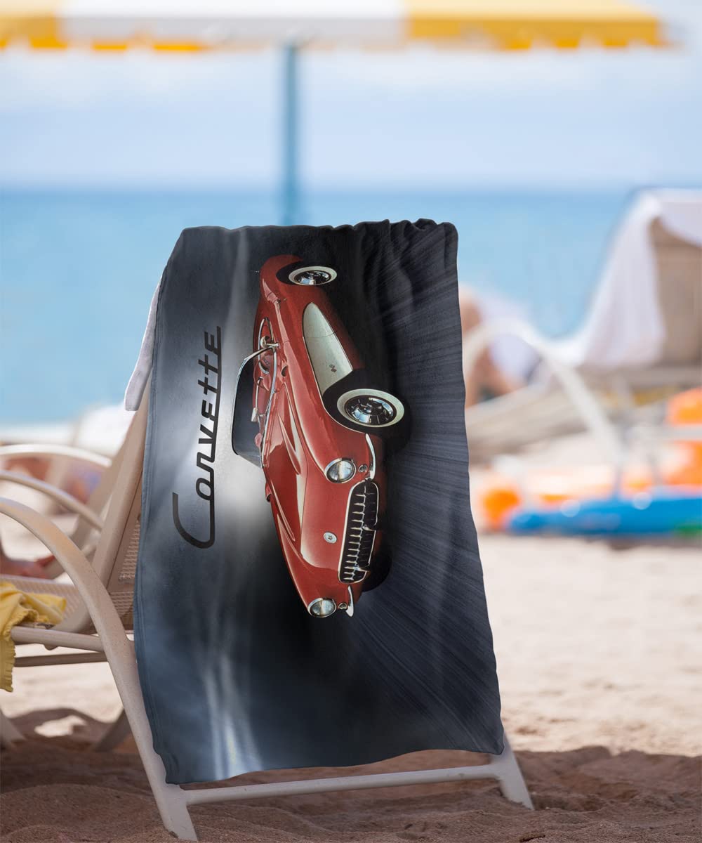 Chevrolet Corvette Shine Beach Towel 30x60 Inches - Soft Quick-Dry Bath Towel for Pool, Beach, Gym & Outdoor Activities | Officially Licensed Car Accessories