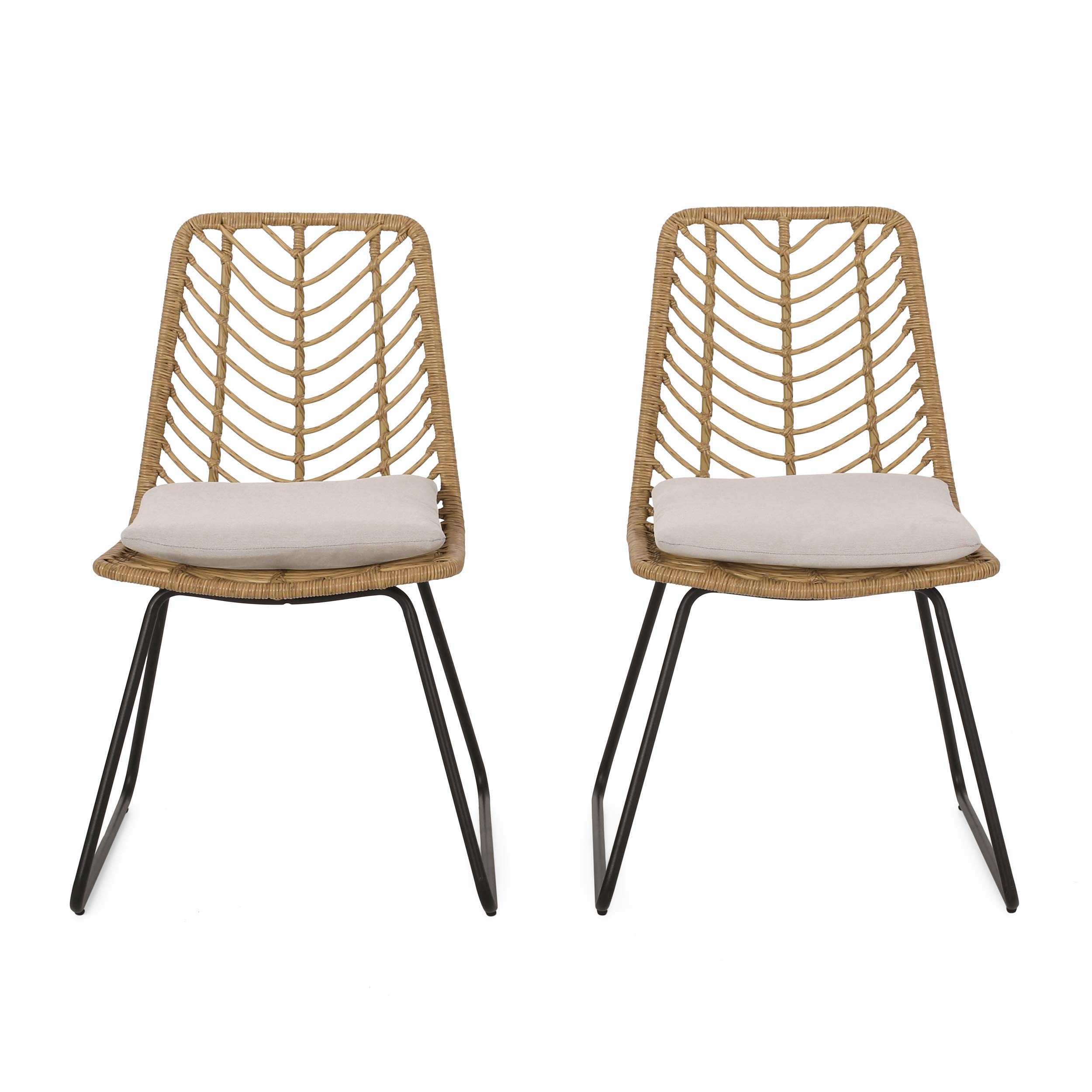 Christopher Knight Home Berrien Outdoor Wicker Chairs - Beige, Light Brown & Black - Patio, Garden, Poolside & Deck Seating Furniture for Relaxing
