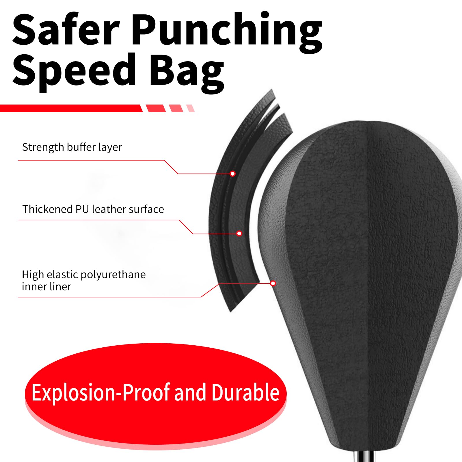Adjustable Punching Bag for Adults & Kids - Suction Cup Base Boxing Bag with Stand for Home Gym, Boxing Equipment & Fitness Training - Perfect for Reflex, Speed, and Strength Workouts