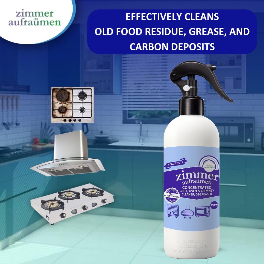 Chimney & Grill Cleaner 450ml - Heavy Duty Degreaser for Oven, Gas Stove, BBQ Grill - Non-Toxic, Chlorine Free Kitchen Cleaner - Removes Grease, Oil & Stains - Safe for Indoor & Outdoor Use