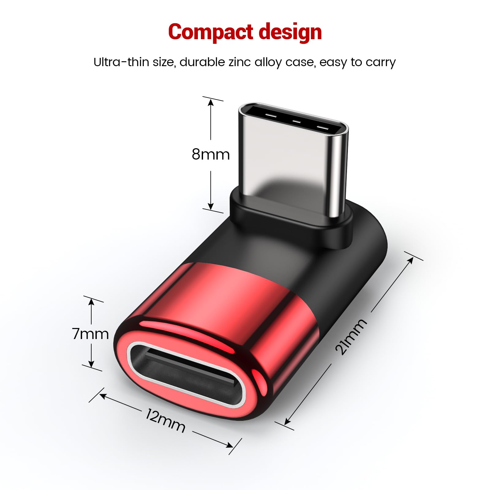 90 Degree Right Angle USB C Male to Female Adapter (3-Pack) - USB-C Extender for MacBook Pro, iPad Pro, Nintendo Switch & Steam Deck - Perfect for Tight Spaces & Cable Management