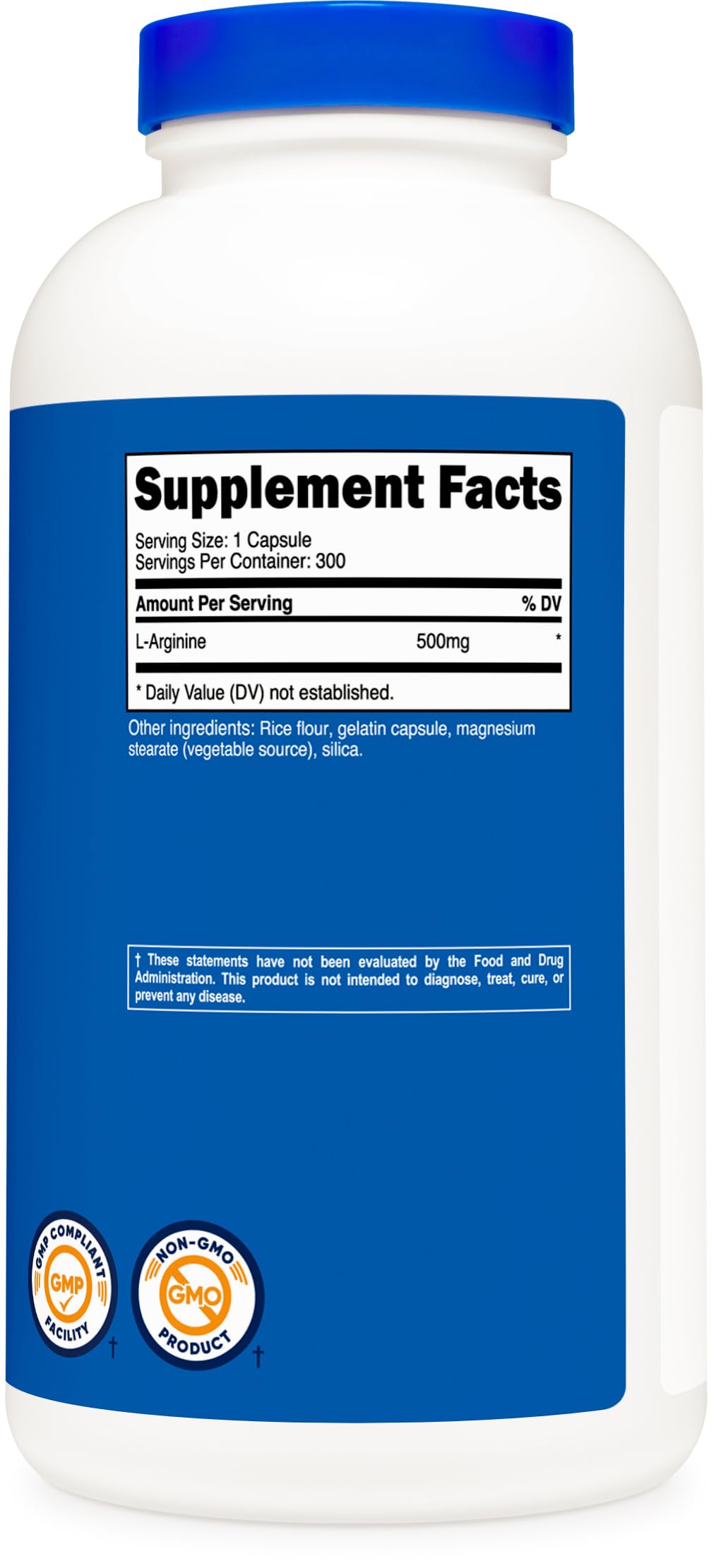 Nutricost L-Arginine 500mg, 300 Capsules - Gluten Free, Non-GMO Supplement for Heart Health, Blood Flow & Workout Performance - Supports Nitric Oxide Production & Muscle Recovery