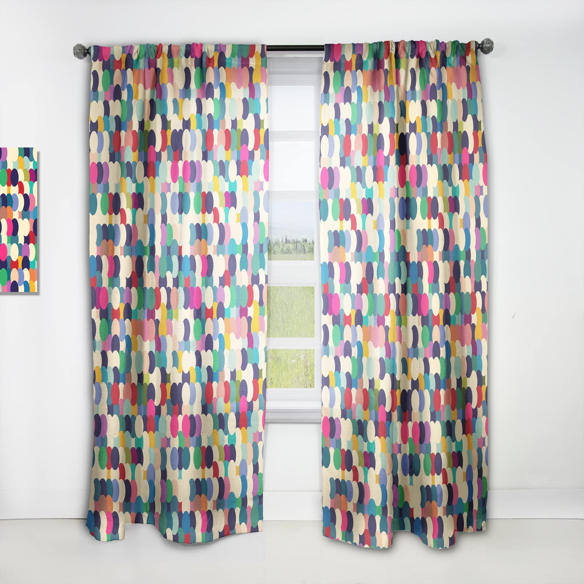 DesignQ Geometric Circle Pattern Thermal Insulated Curtains - Single Panel 52x95 Inches - Blackout Drapes for Bedroom & Living Room - Perfect for Home Decor, Privacy & Energy Efficiency