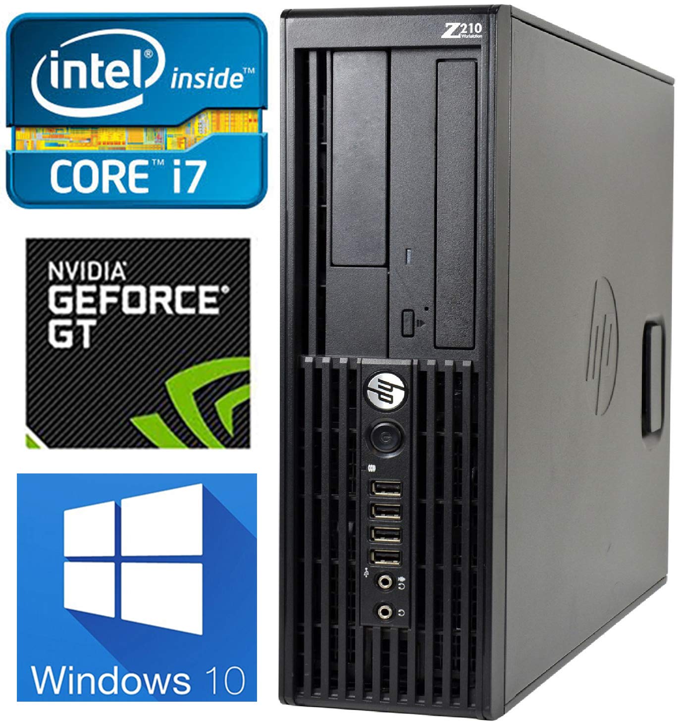 HP i7 Gaming Desktop PC - Intel Quad-Core i7 Processor up to 3.8GHz, 16GB RAM, 1TB SSD + 1TB HDD, NVIDIA GeForce GT 730 4GB Graphics (4K HDMI/DVI/VGA), WiFi Bluetooth, DVD-RW, USB 3.0, Windows 10 Pro (Renewed) - Perfect for Gaming, Streaming & Graphic Design