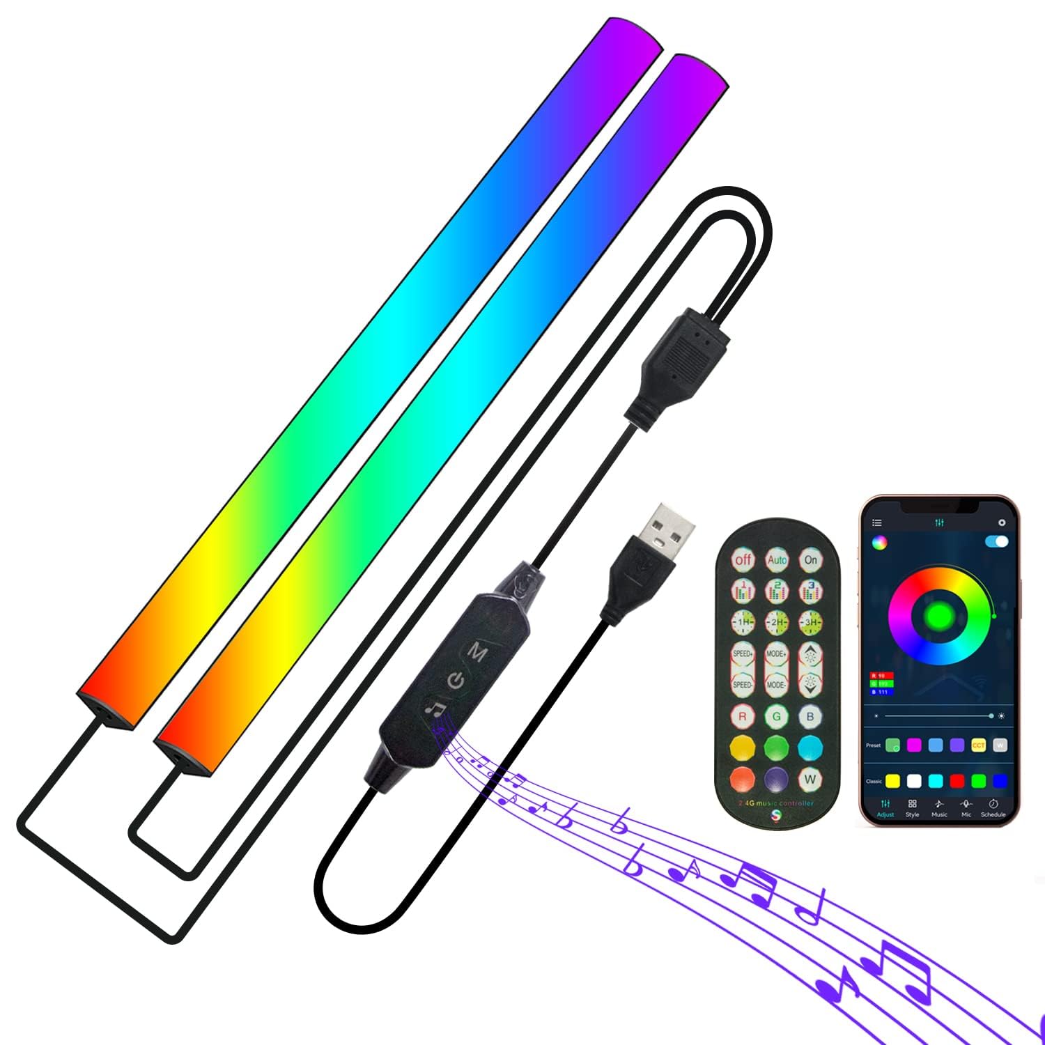 RGB Gaming Light Bar with Music Sync - 2-in-1 USB LED Desk Lamp for PC Monitor & TV, Remote & App Control, Dynamic Rainbow Effects - Perfect for Gaming Setup, Home Office & Room Decoration