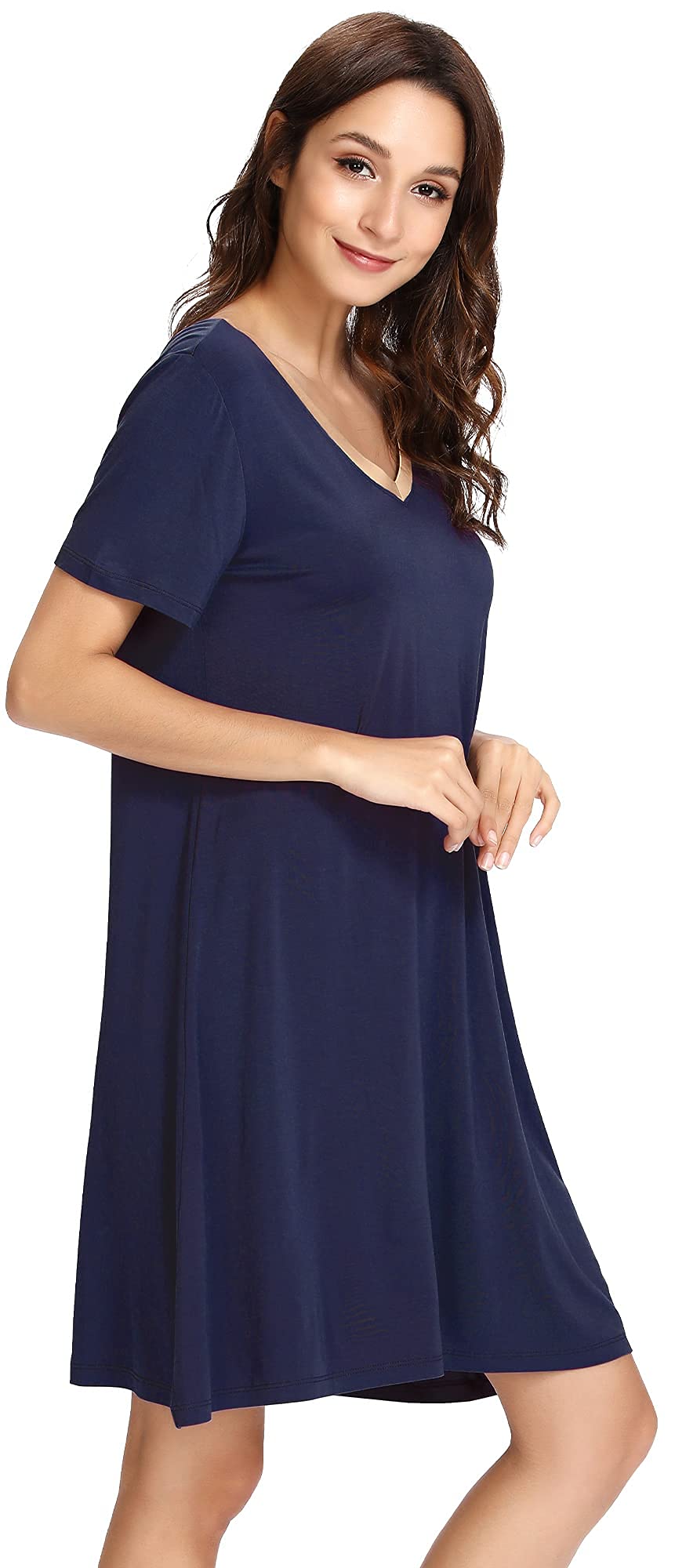 Soft Bamboo Viscose Nightgowns for Women - Comfortable Plus Size Sleep Shirts & Short Sleeve Pajamas (Sizes S-4X) - Perfect for Relaxing at Home or Summer Nights