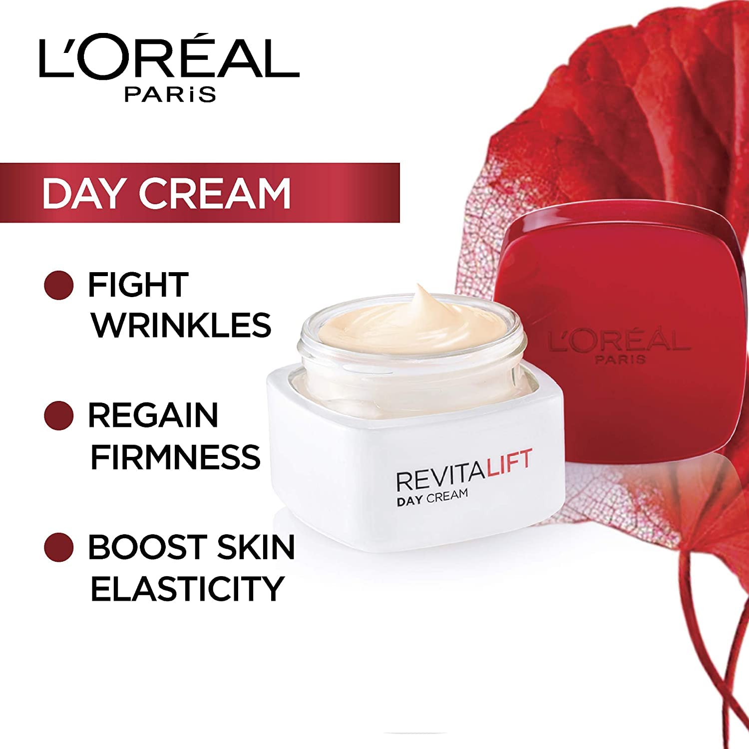 L'Oreal Paris Revitalift White Day Cream SPF 18 - Anti-Wrinkle & Anti-Spot Face Moisturizer (50ml) for Brightening & Youthful Skin | Daily Hydration & Sun Protection