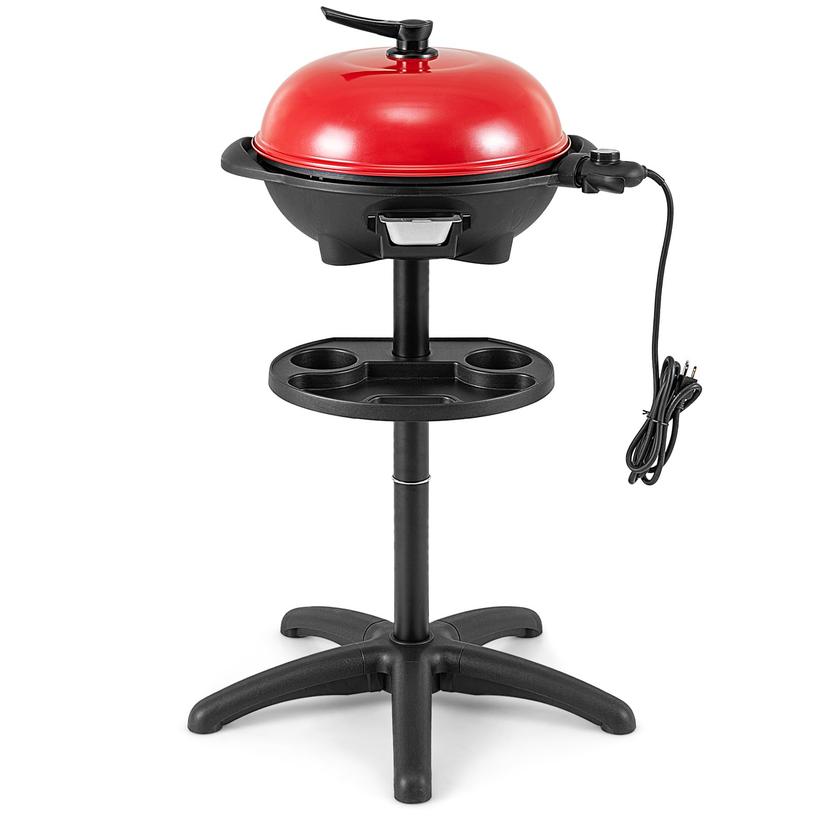 Giantex Electric Grill 1350W - Indoor Outdoor Non-Stick BBQ Griddle with 3 Cooking Zones, Adjustable Temperature Control & Drip Tray - 200sq.in Portable Grill for Balcony, Apartment, Backyard, Party, Camping, Picnics, Tailgating (Red)