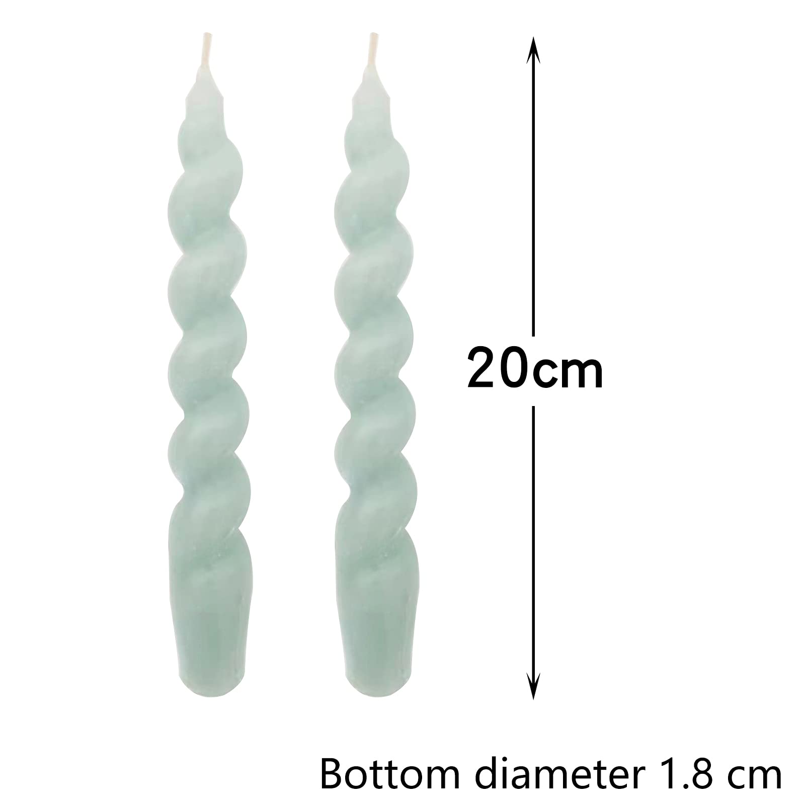 Spiral Taper Dinner Candles - 7.5 Inch Unscented Conical Stick Candles, Aesthetic Decorative Candles for Christmas, Weddings & Dining Table Centerpieces (2-Pack, Blue)