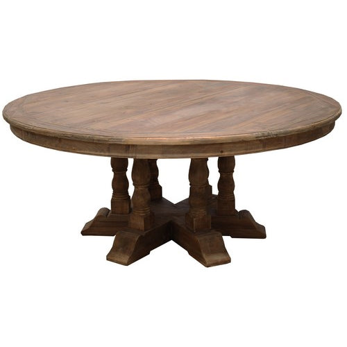 Belize Large Round Dining Table 180cm - Solid Wood Modern Kitchen Table for 8-10 People | Perfect for Family Gatherings & Dinner Parties