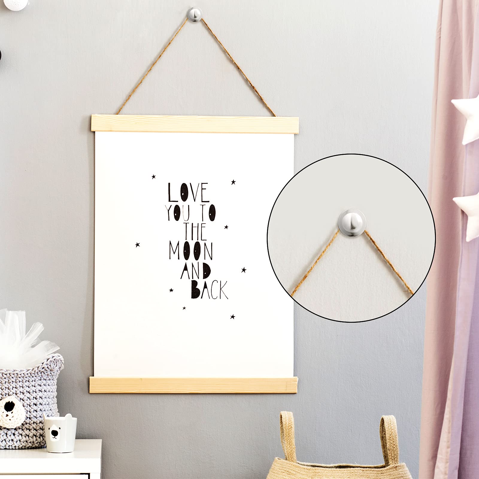 Double Headed Picture Hangers - Small Head Hanging Nails & Photo Hooks (50 Pack, Silver) - Secure Wall Mounting for Frames, Photos, Artwork in Home, Office & School Decor