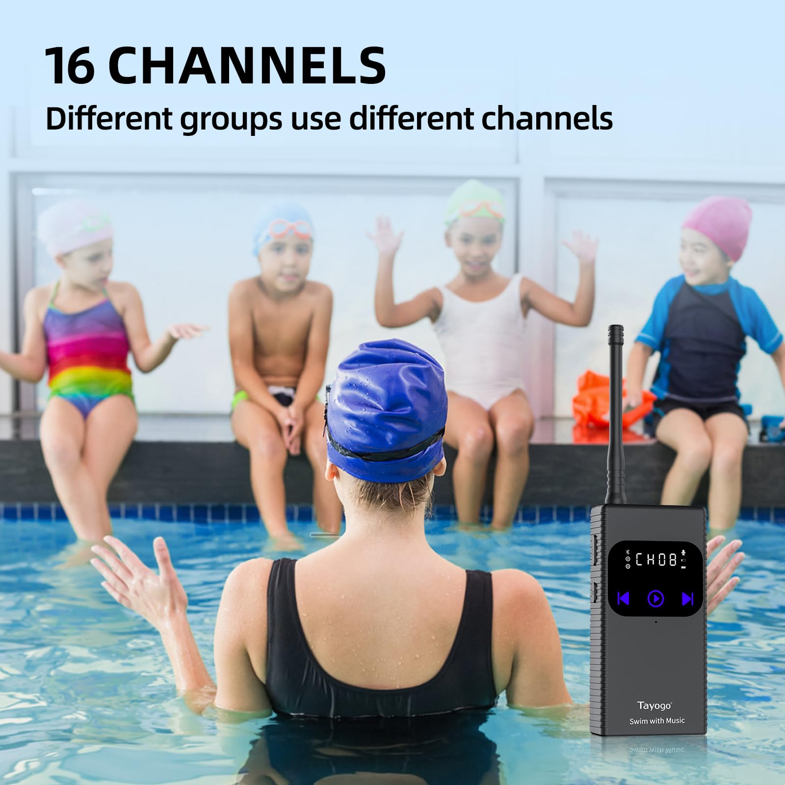 Tayogo Waterproof Bone Conduction Bluetooth Headphones for Swimming - Wireless Music Streaming for Spotify, Audible & Amazon Music - Swimming Coach Communication Device - Perfect for Pool Workouts, Open Water Swimming & Aquatic Fitness