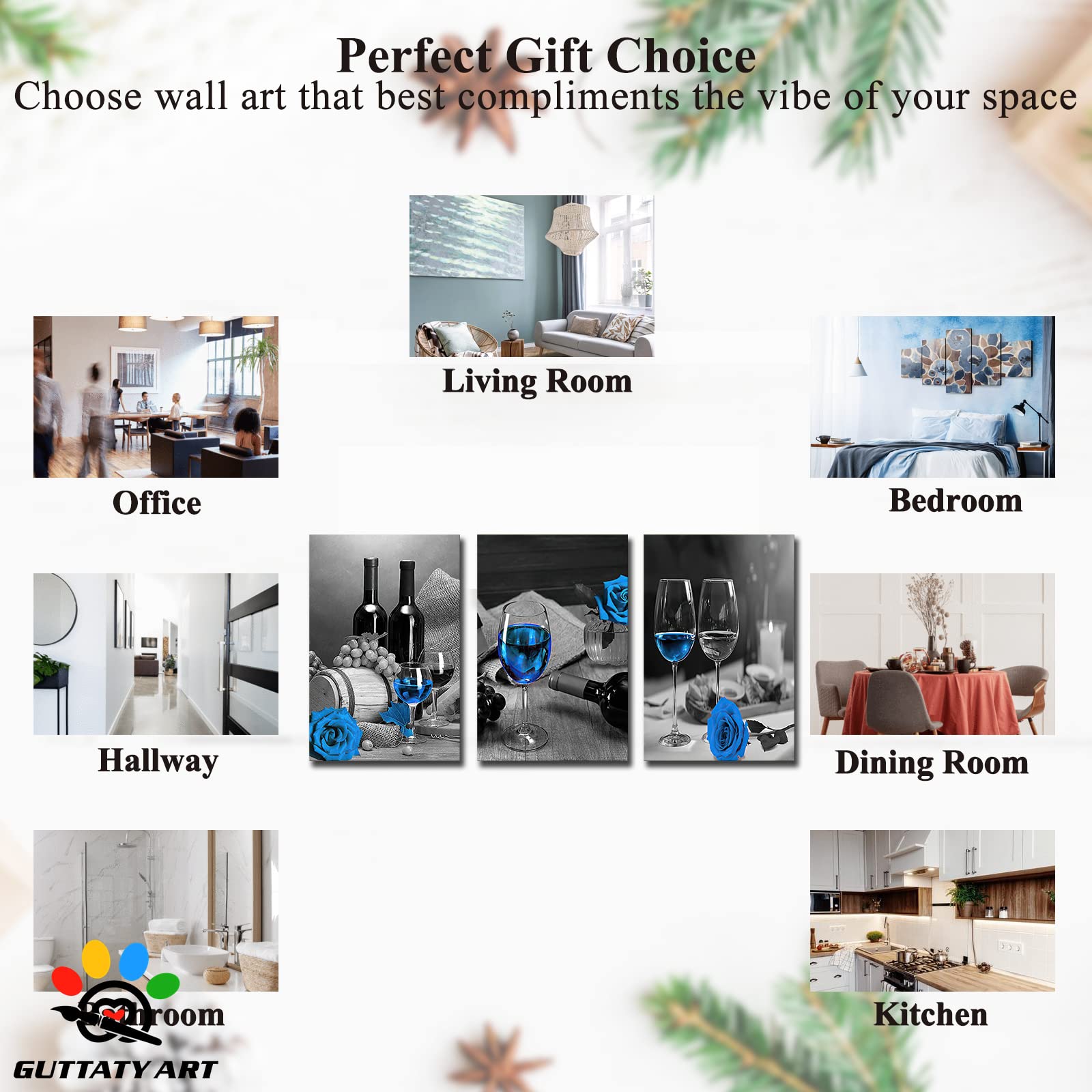 Modern Black & White Dining Room Wall Art Set - 3 Piece 20