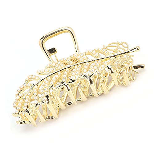 Rhinestone Hair Claw Clips for Women - Pearl Alloy Clips for Makeup & Daily Use