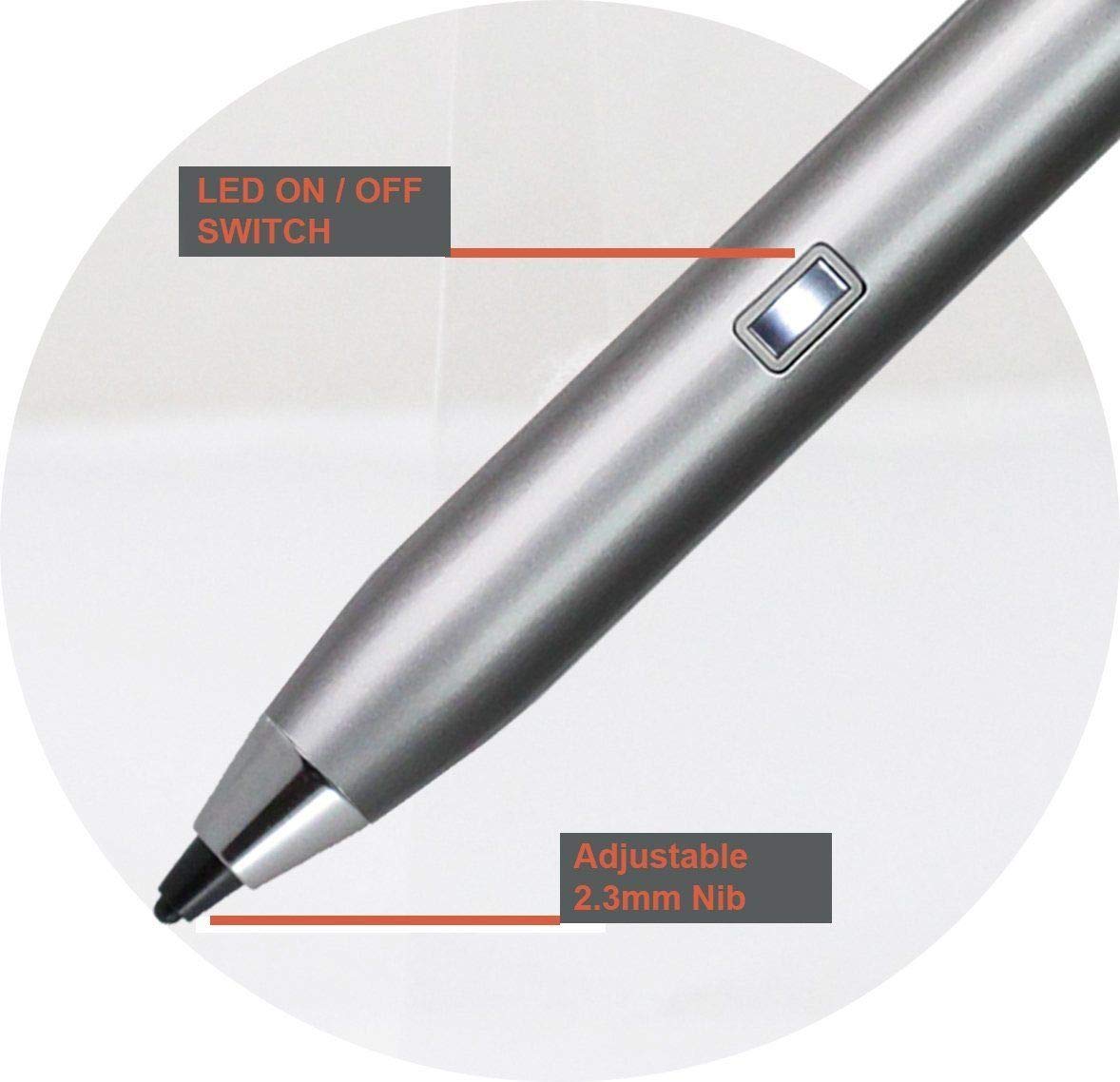 Premium Silver Fine Point Digital Active Stylus Pen for Huawei Mate X - Pressure Sensitive & Palm Rejection - Perfect for Drawing, Note-Taking & Professional Use
