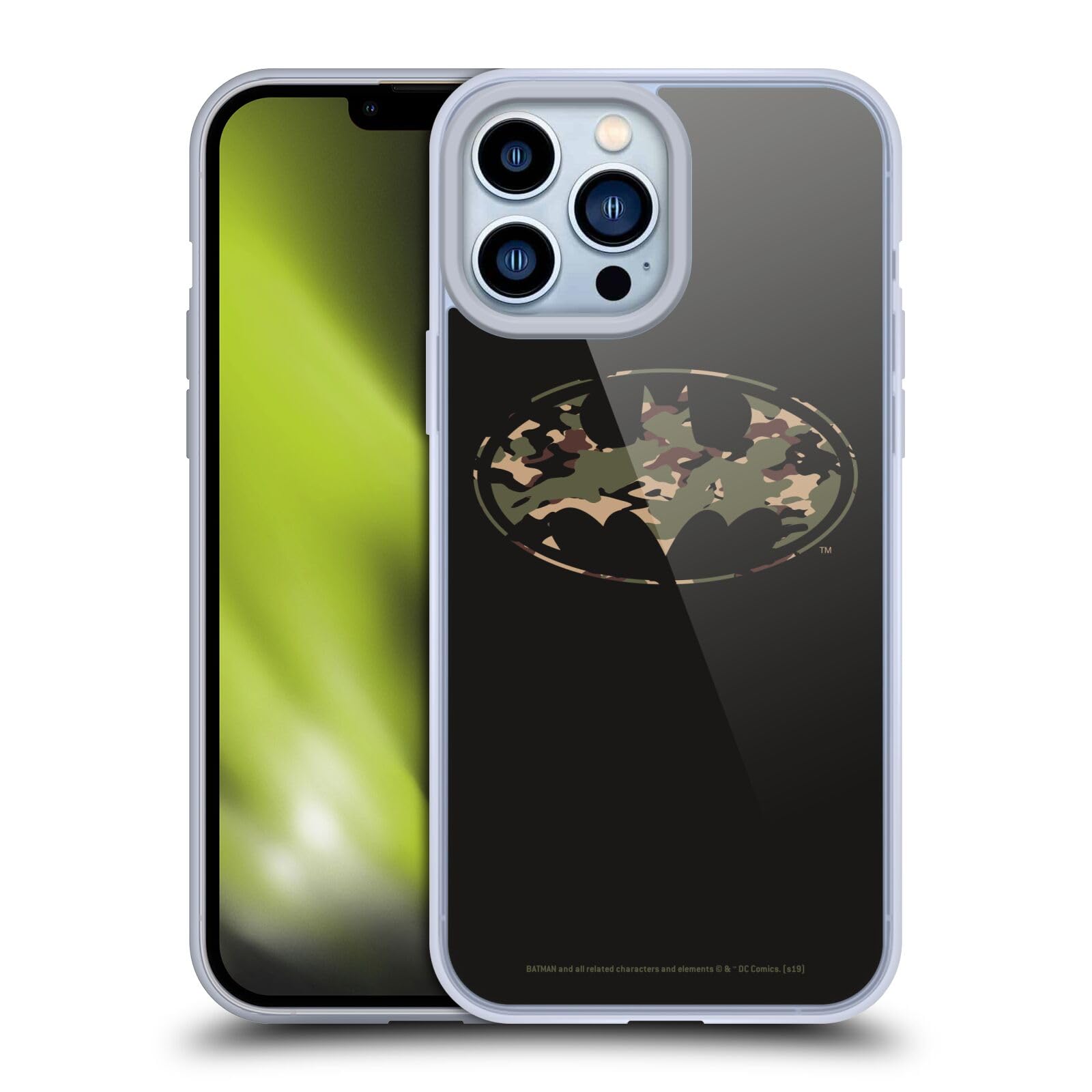 Official Batman DC Comics Camouflage Soft Gel Case for Apple iPhone 13 Pro Max - Licensed Superhero Phone Cover for Protection & Style | Perfect for Fans, Daily Use & Comic Conventions
