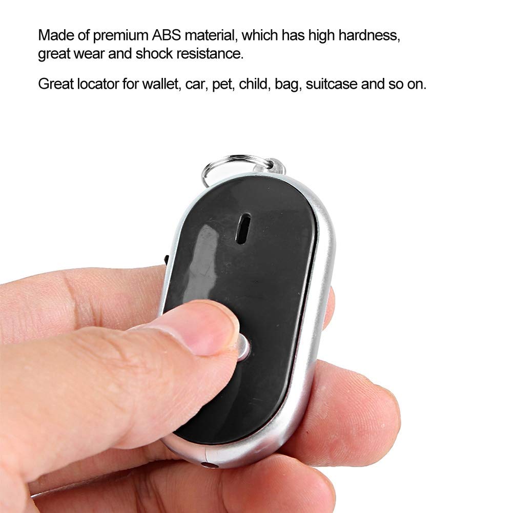 Whistle Key Finder - Bluetooth Keychain Locator with Voice Control | Anti-Lost Device for Keys, Pets & Luggage (Black) | Perfect for Travel, Home & Office Organization
