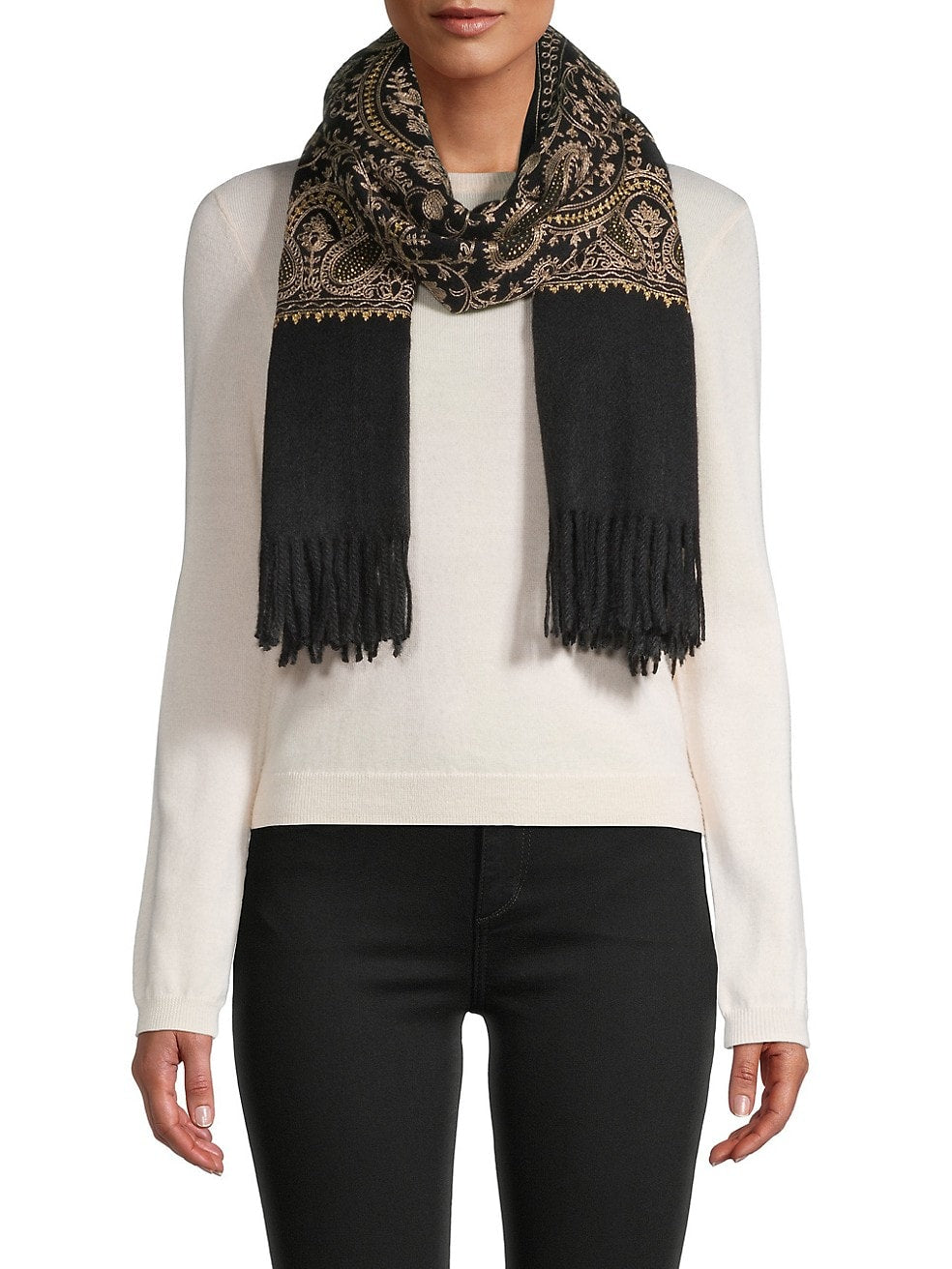 Elegant Reversible Embroidered Scarf for Women - Shimmering Fashion Accessory for Fall & Winter Outfits, Parties and Special Occasions