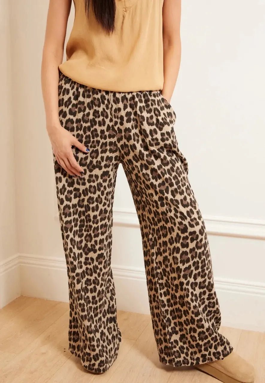 Jerem Women's Cotton Leopard Print Pants - Stylish High Waisted Casual Trousers for Women, Perfect for Daily Wear, Office, and Night Out