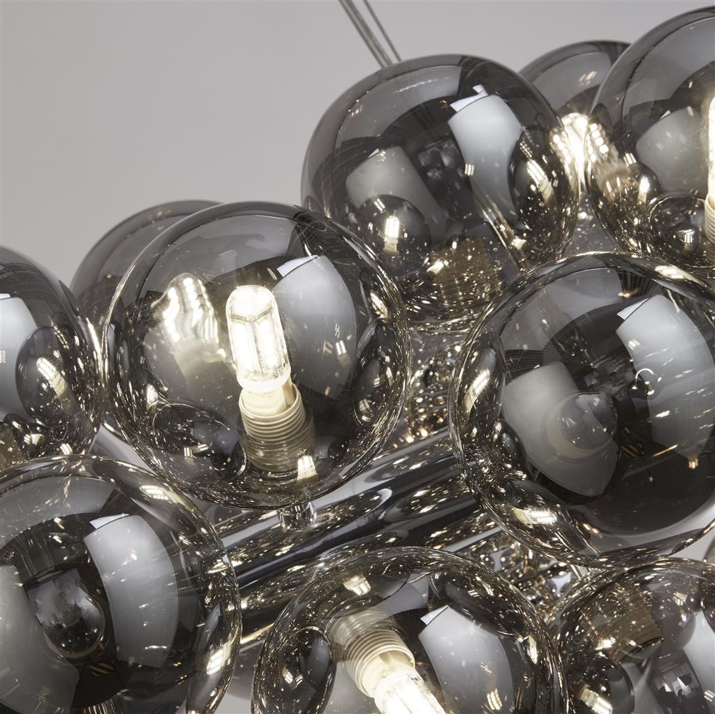 25Lt Kitchen Pendant Light - Chrome Metal & Smoked Glass Shade for Modern Farmhouse, Dining Room, and Breakfast Nook Lighting