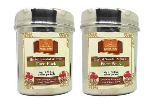 Khadi Pure Herbal Sandal & Rose Face Pack for Glowing Skin - 50g (Pack of 2) | Natural Ayurvedic Skincare for Dry & Sensitive Skin | Perfect for Daily Use & Spa Treatments