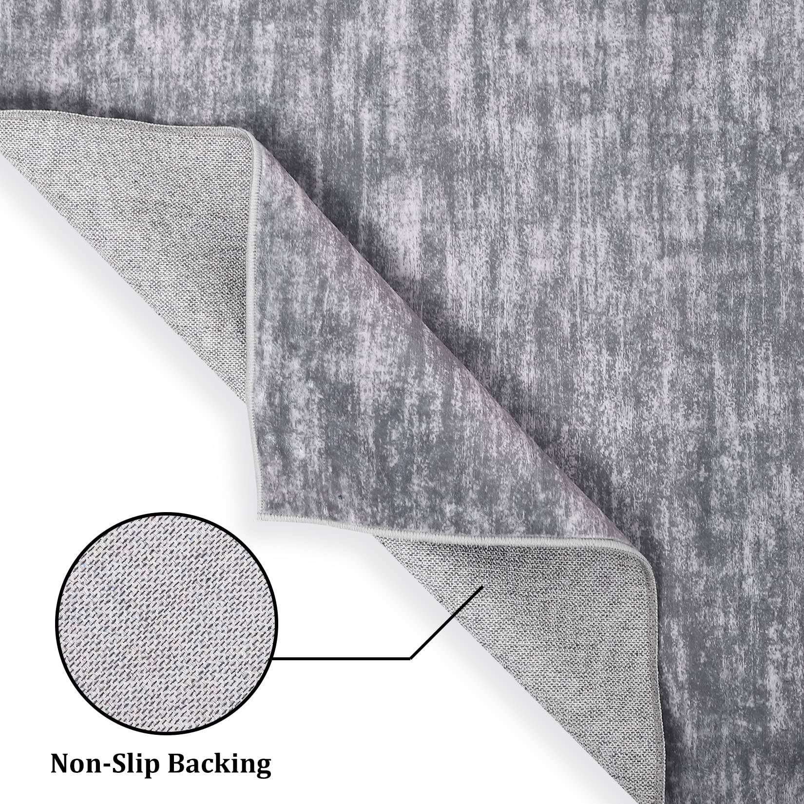 8x10 Washable Non-Slip Low Pile Modern Solid Area Rug - Grey Contemporary Living Room Carpet for Bedroom, Home Decor | Perfect for Boho Style Spaces & High-Traffic Areas