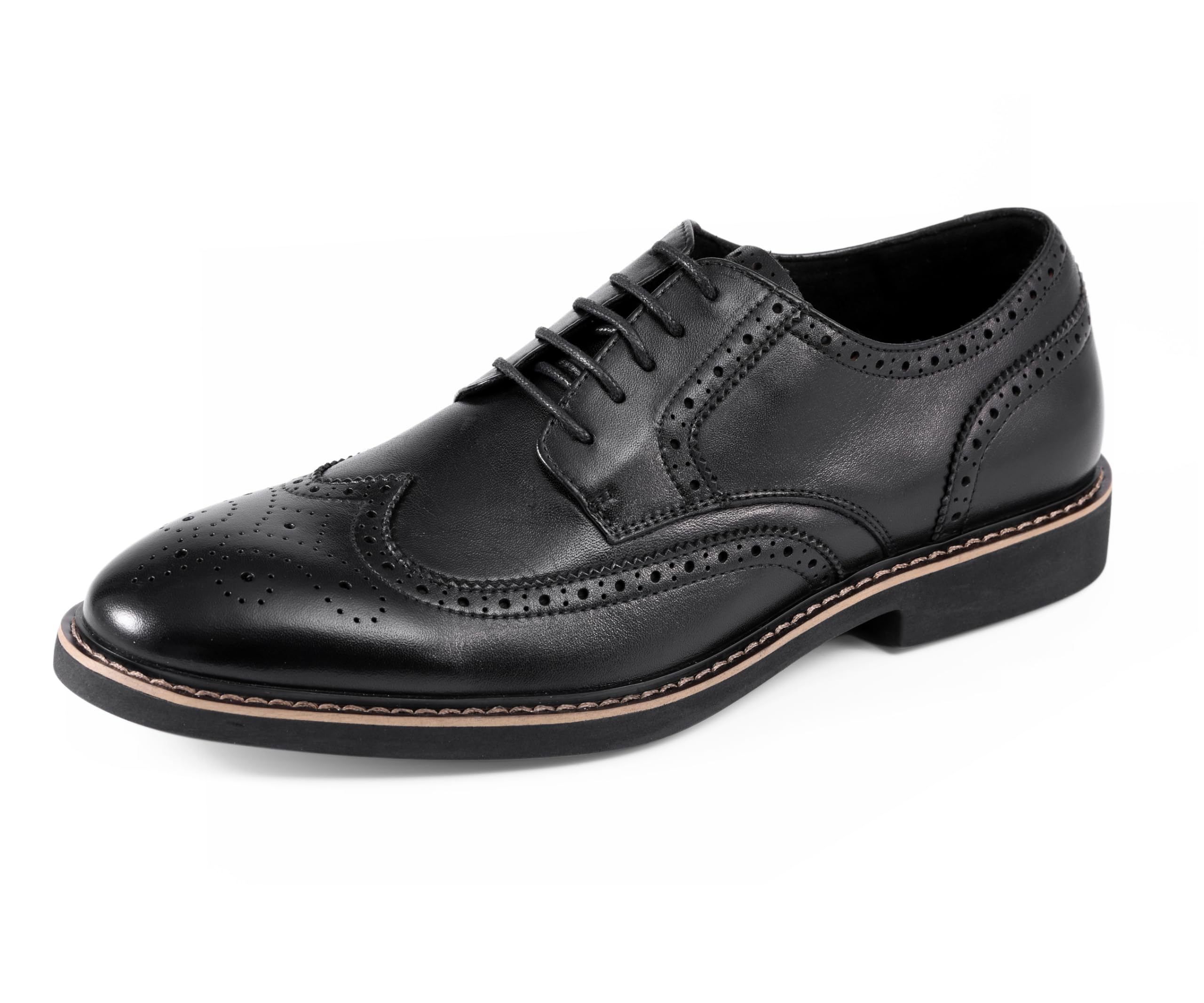 Asher Green AG100 Genuine Calf Leather Wingtip Oxford Dress Shoes for Men - Two Tone & Multi Tone Formal Business Shoes - Perfect for Office, Weddings & Special Occasions