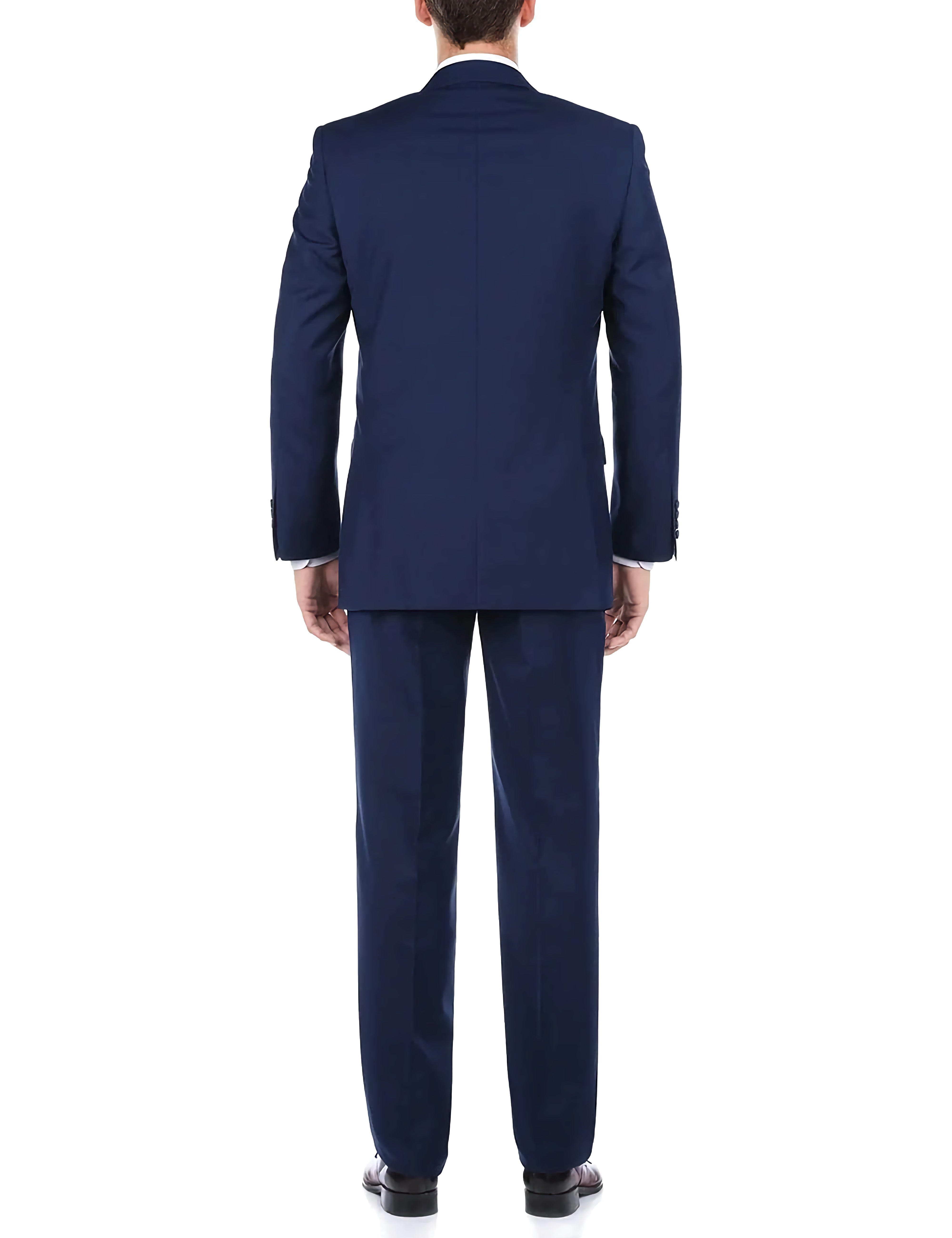 Classic 2 Button Navy Blue Men's Business Suit Set - Formal Office Wear & Wedding Attire for Professional Occasions
