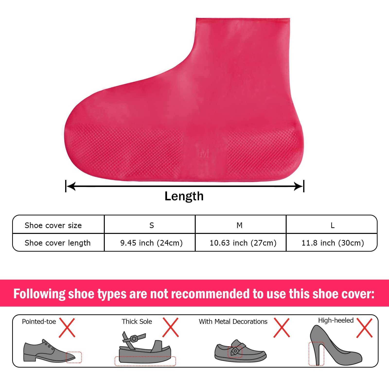 Waterproof Reusable Silicone Shoe Covers for Men & Women - Non-Slip Rain & Snow Boot Protectors for Outdoor Activities, Car Washing, Camping, Hiking - Durable & Portable Shoe Protectors
