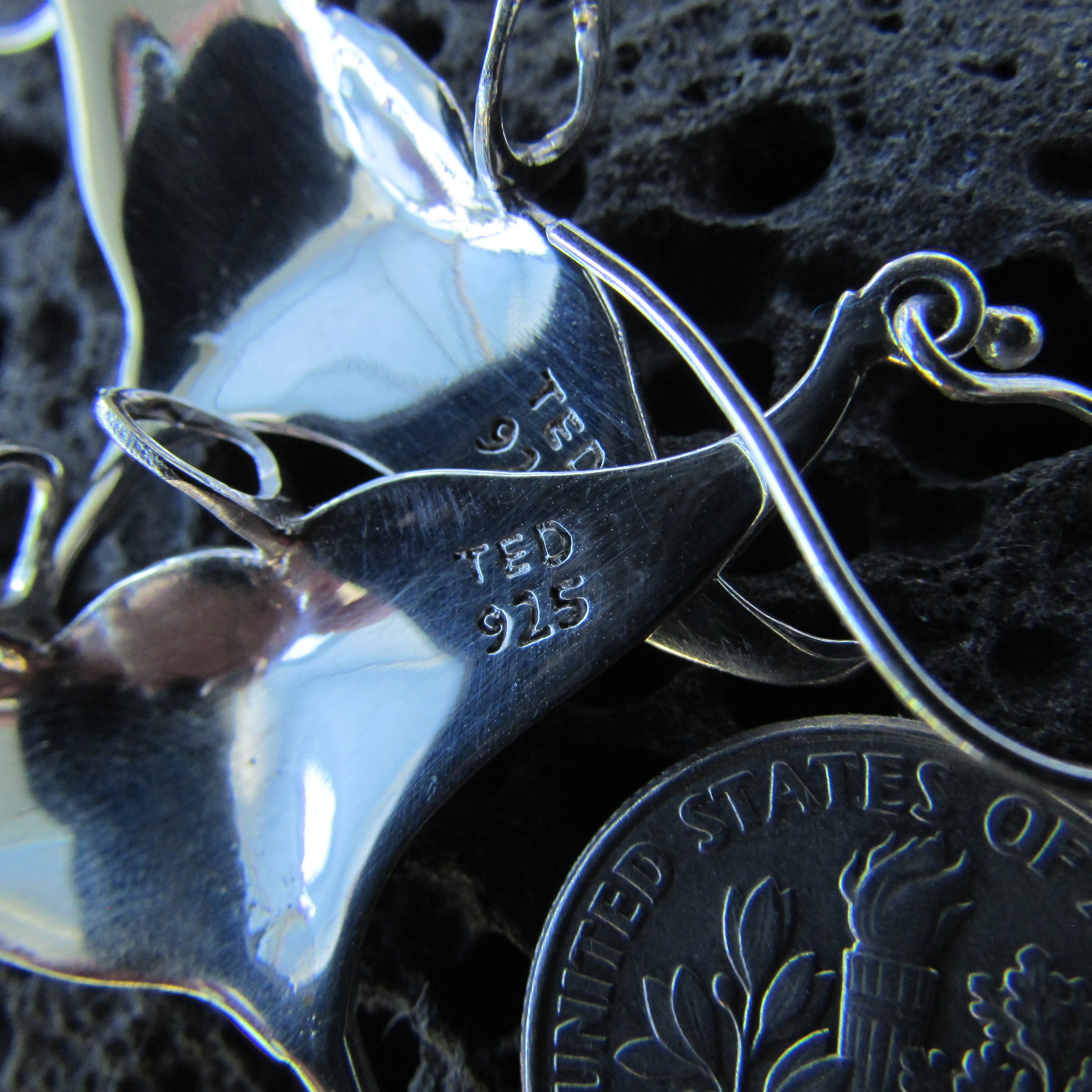 Manta Ray Earrings Large Sterling Silver Dangle Earrings for Women - Perfect for Beach Parties, Boho Fashion & Ocean-Themed Jewelry Gifts