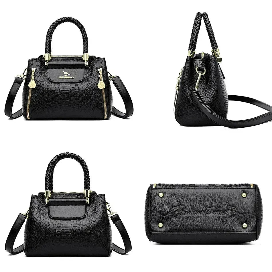 Stylish Black Leather Handbag for Women - Premium Soft Leather Tote Bag - Perfect for Work, Travel & Everyday Use