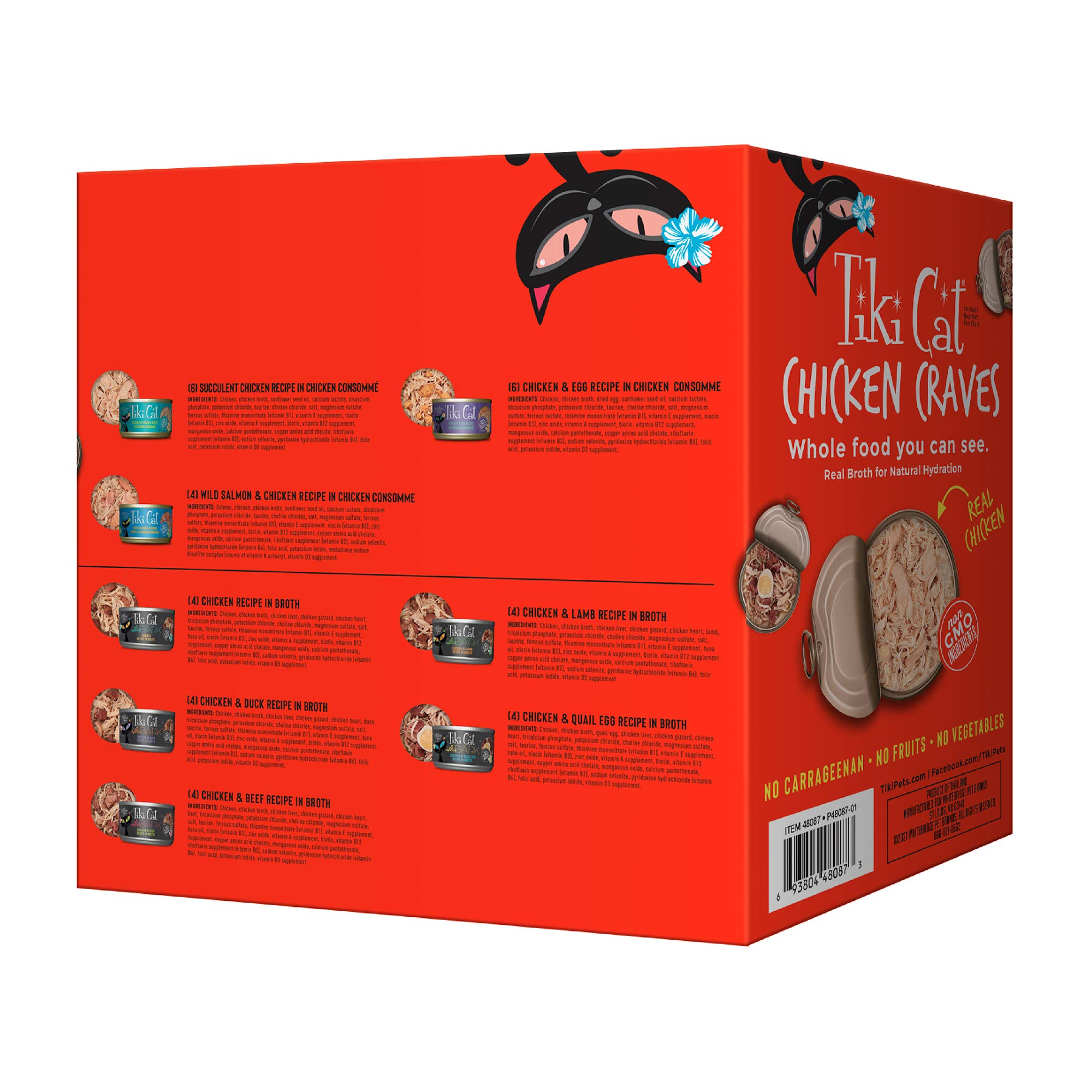 Tiki Cat Wet Cat Food - High Protein Chicken Recipe, Whole Food Variety Pack (36 Servings, 2.8oz Cans) - Grain-Free, Natural Ingredients for Adult Cats - Perfect for Mealtime, Travel & Multi-Cat Households